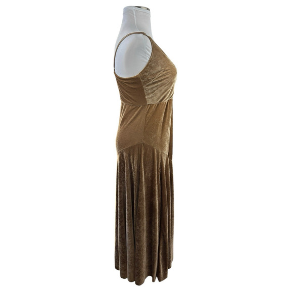 Mia Joy Crushed Velvet Maxi Sleeveless Dress Mocha Brown Women's Size Large - Picture 11 of 15